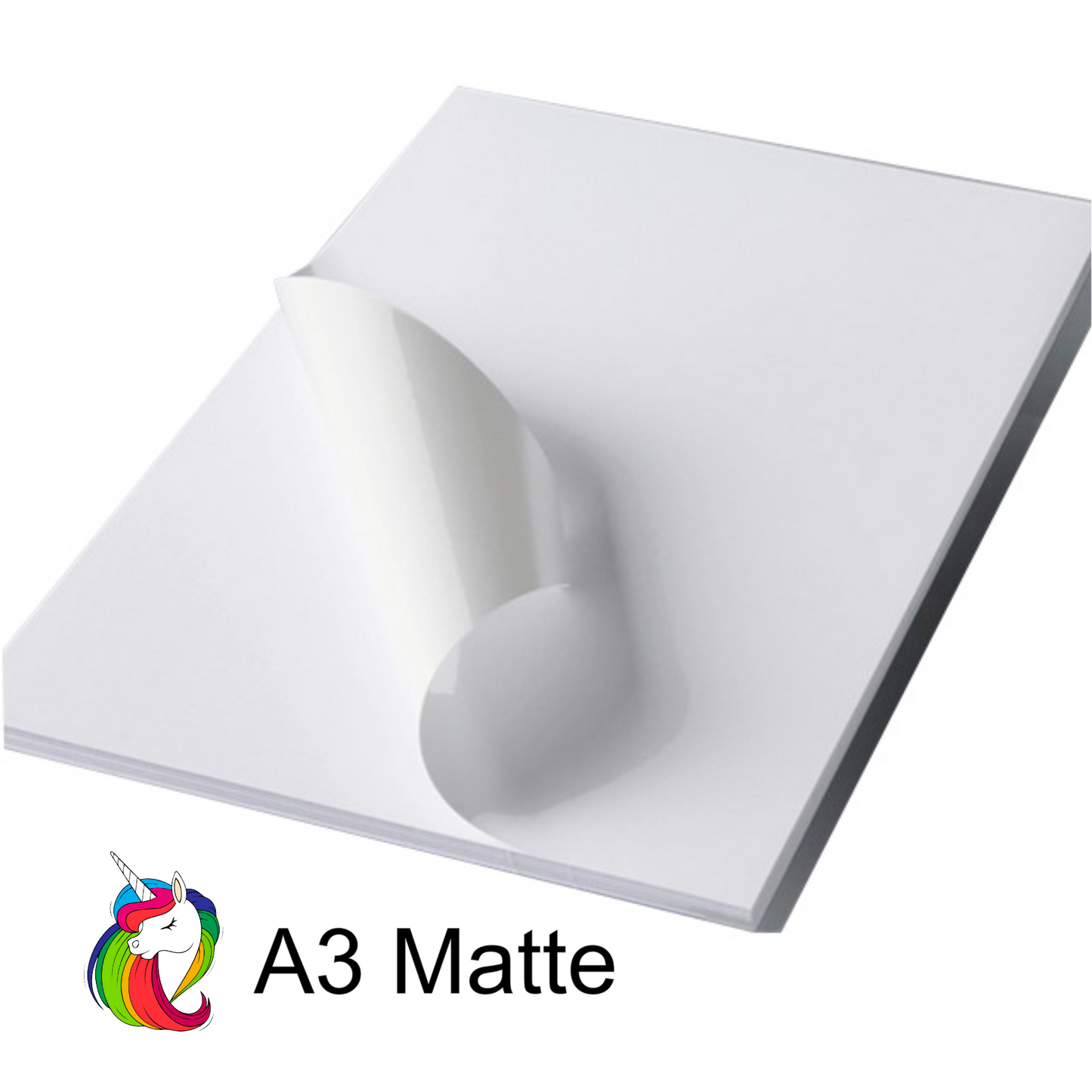 Unicorn 🦄 Premium Printable Vinyl - for INKJET &LASER Printers - MATTE White 10pk - A3