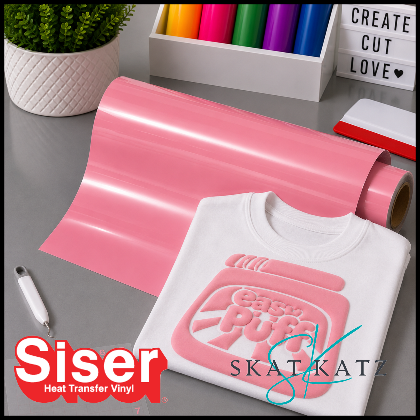 Siser EASY PUFF Heat Transfer Vinyl - Deep Pink