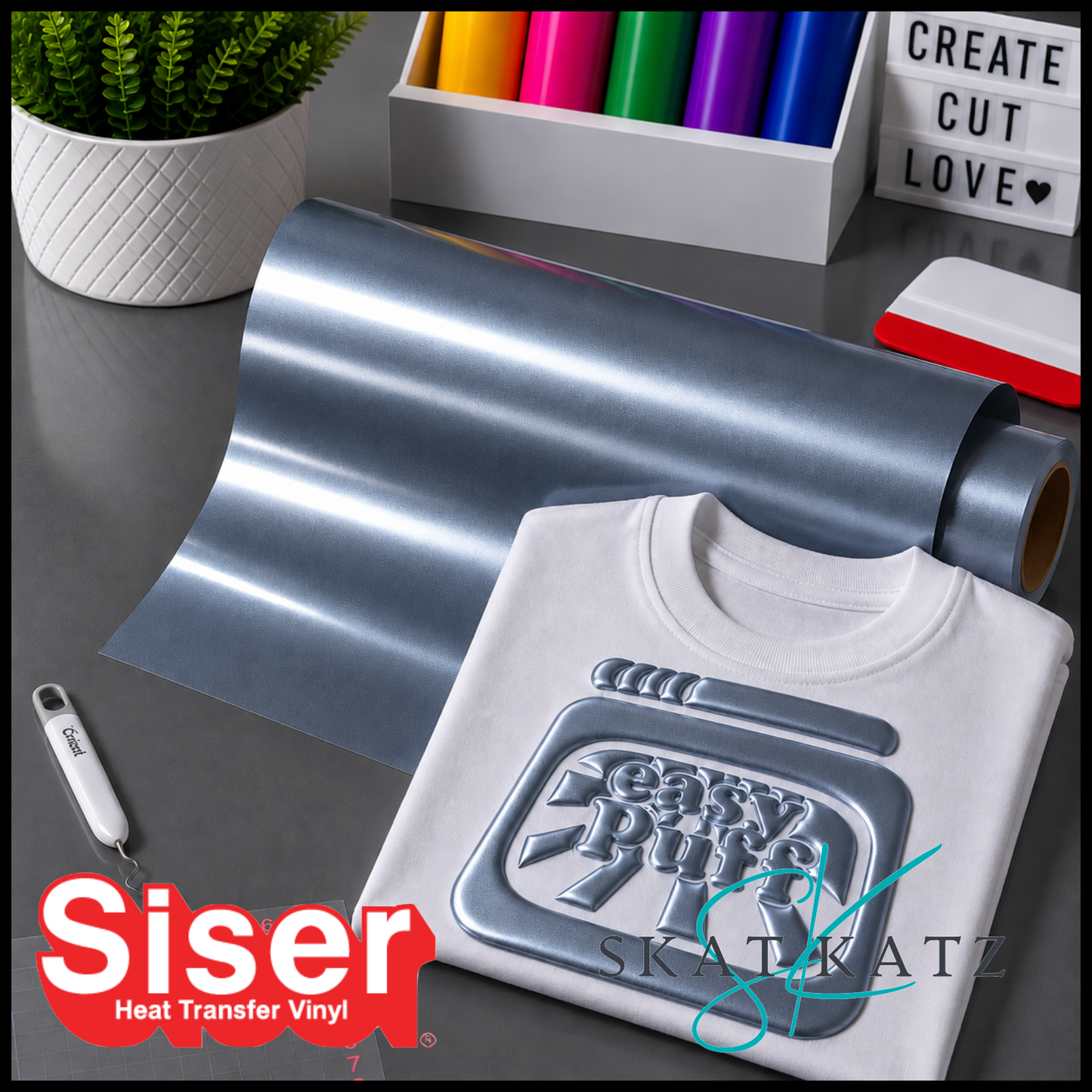 Siser EASY PUFF Heat Transfer Vinyl - Metallic Dusk Blue