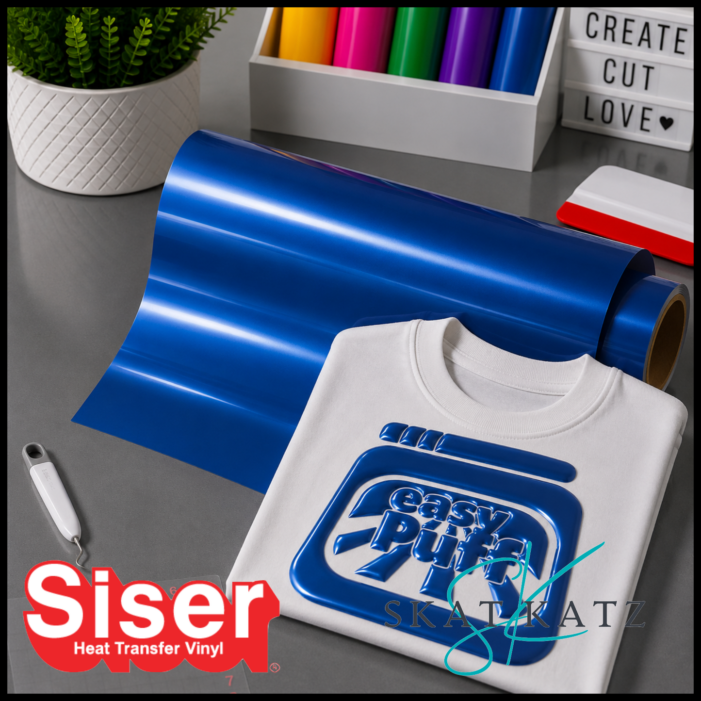 Siser EASY PUFF Heat Transfer Vinyl - Metallic Blue