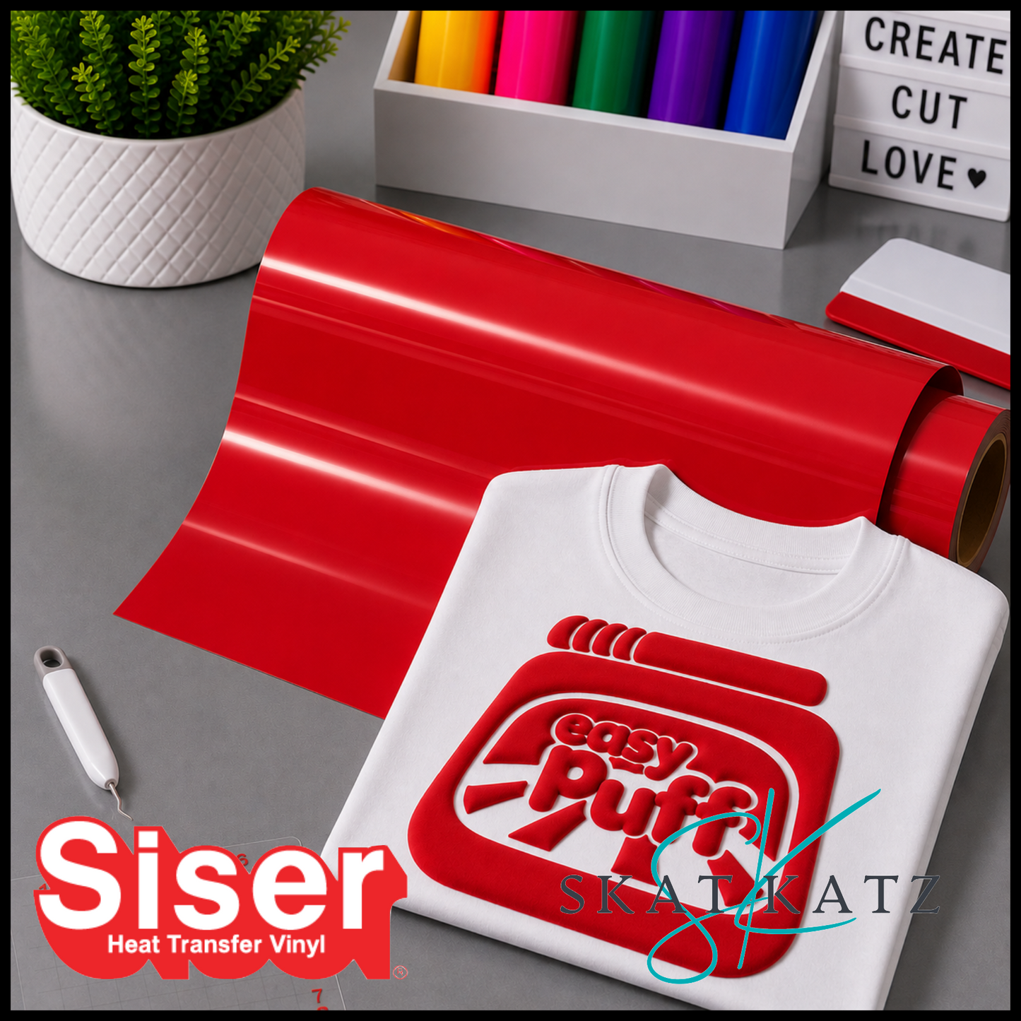 Siser EASY PUFF Heat Transfer Vinyl - Red