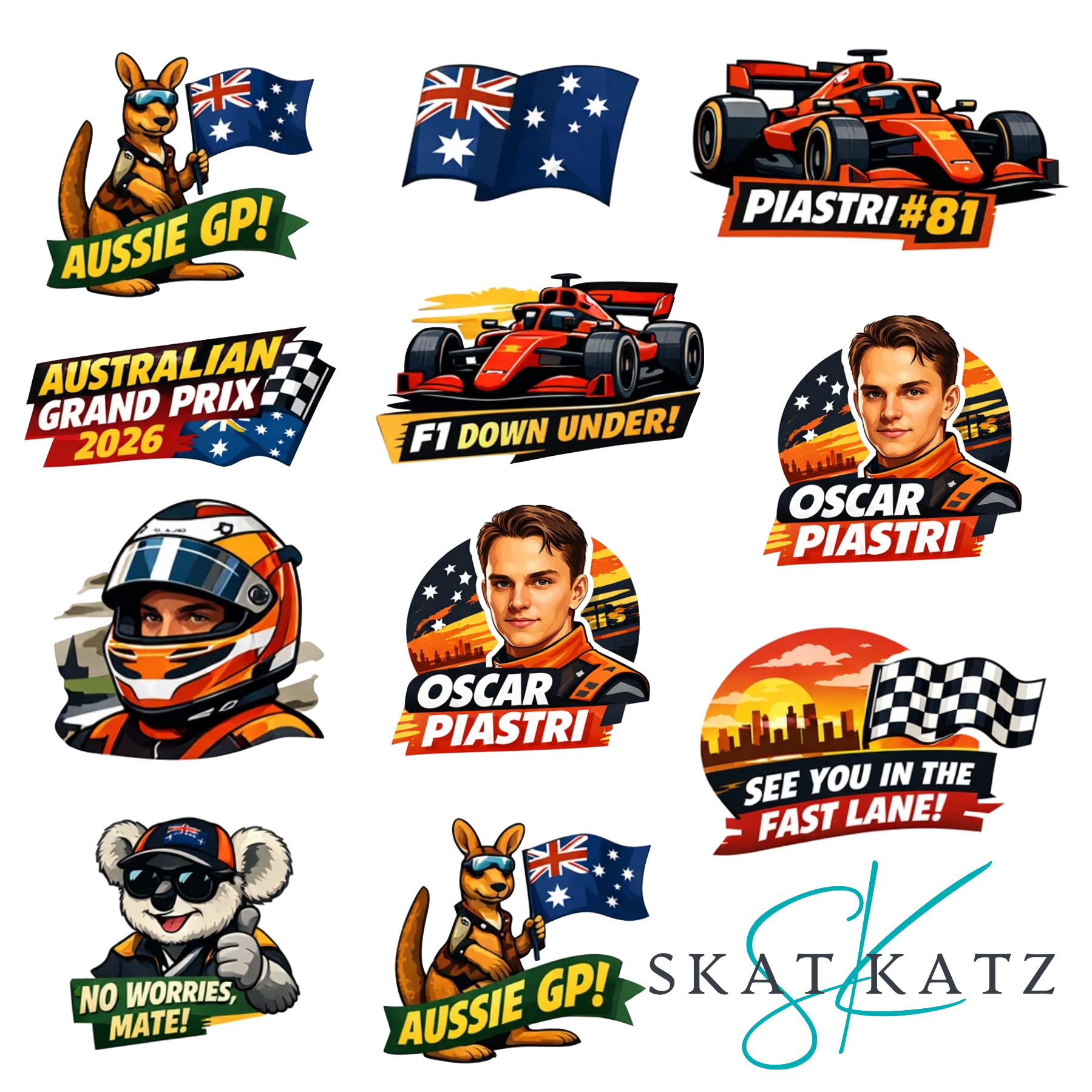 Aussie Grand Prix Sticker Sheet – Skat Katz