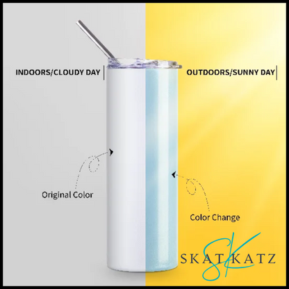 Sublimation Stainless Steel Skinny Tumbler - 20oz/600ml - UV Changing White to Blue