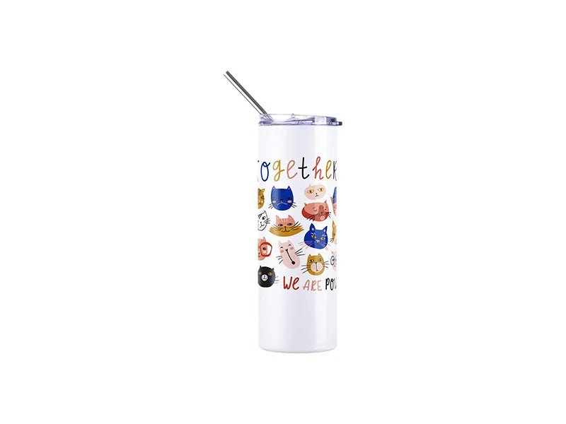 Sublimation Stainless Steel Skinny Tumbler - 20oz/600ml - UV Changing White to Blue