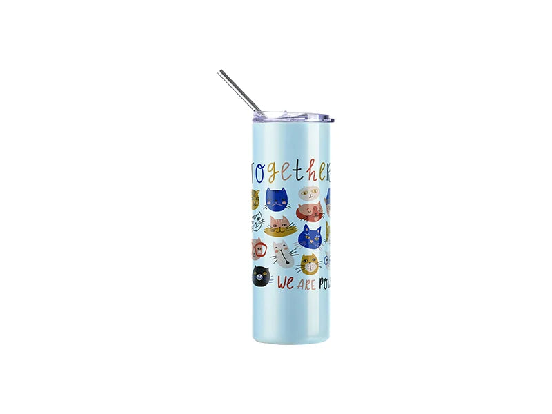 Sublimation Stainless Steel Skinny Tumbler - 20oz/600ml - UV Changing White to Blue