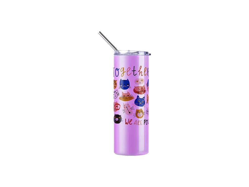 Sublimation Stainless Steel Skinny Tumbler - 20oz/600ml - UV Changing White to Violet