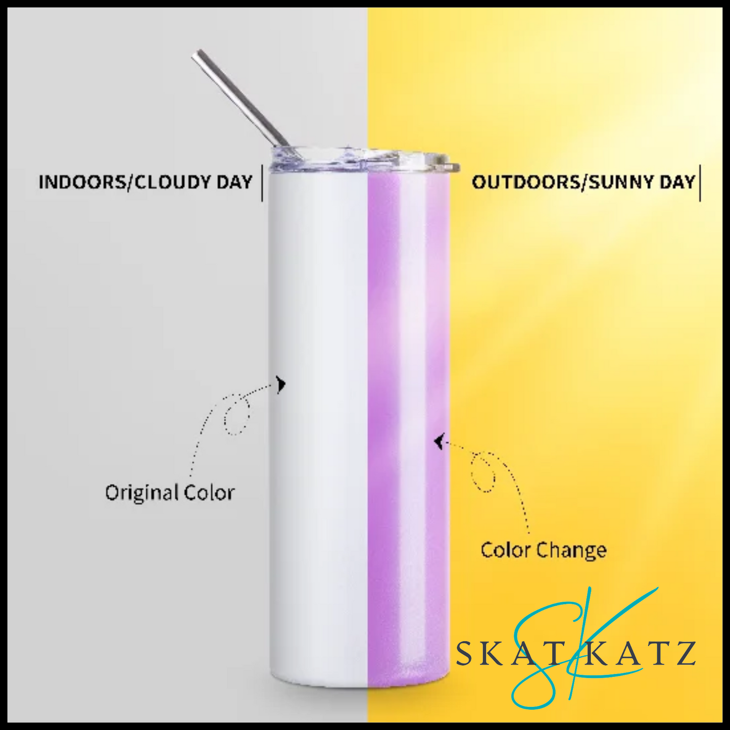 Sublimation Stainless Steel Skinny Tumbler - 20oz/600ml - UV Changing White to Violet