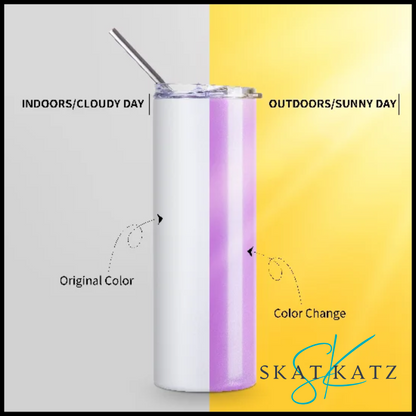 Sublimation Stainless Steel Skinny Tumbler - 20oz/600ml - UV Changing White to Violet