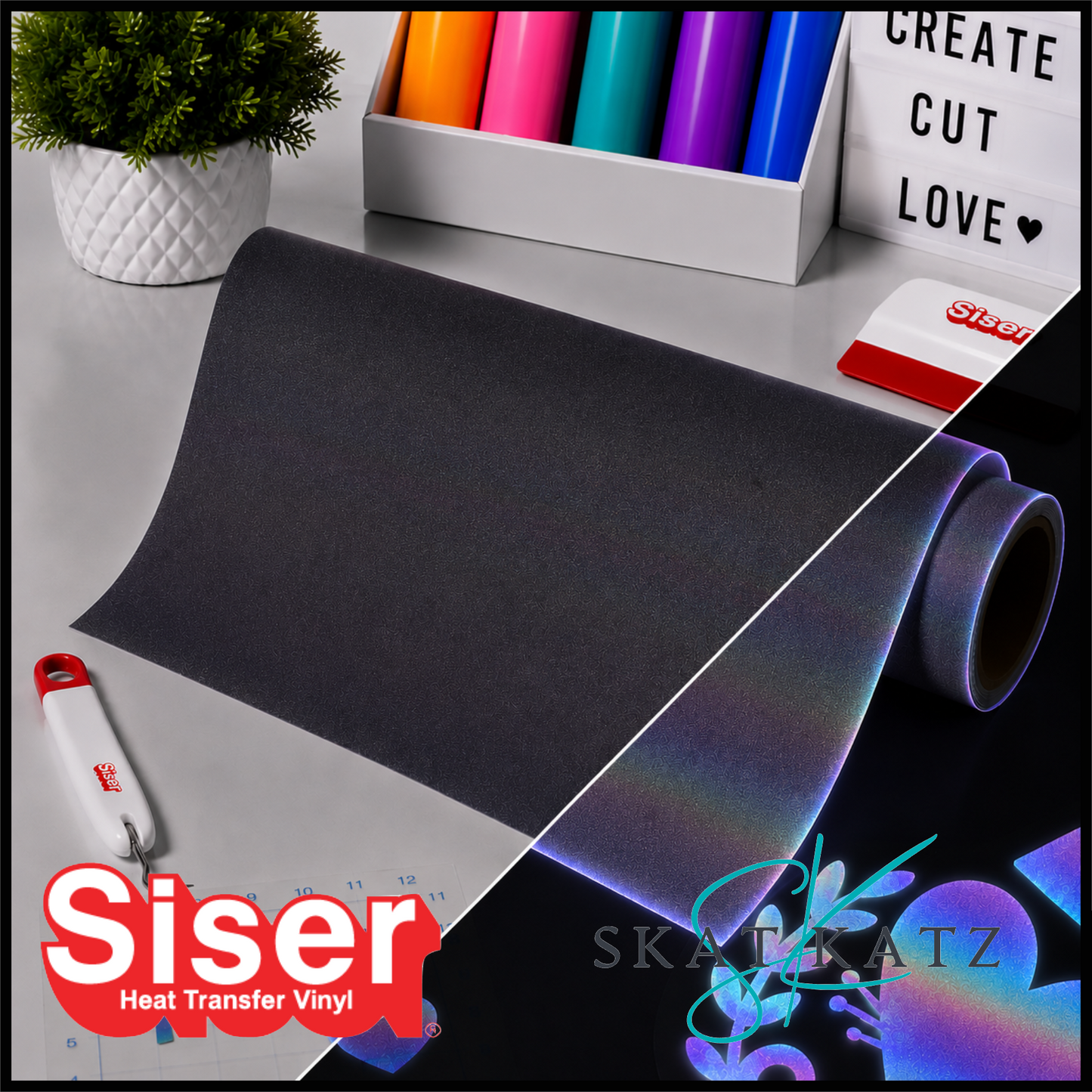 Siser EASY REFLECTIVE Heat Transfer Vinyl - Black Rainbow