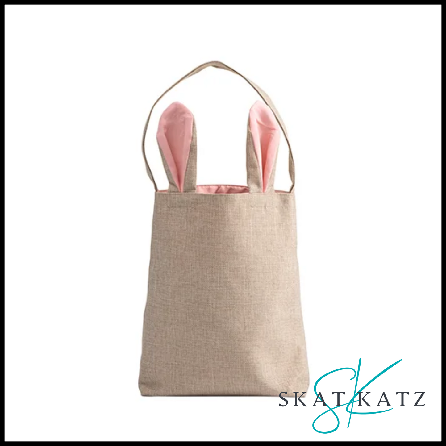 Linen Easter Bunny Bag (Pink Ears)