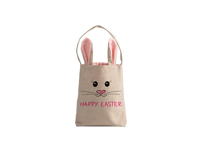 Linen Easter Bunny Bag (Pink Ears)