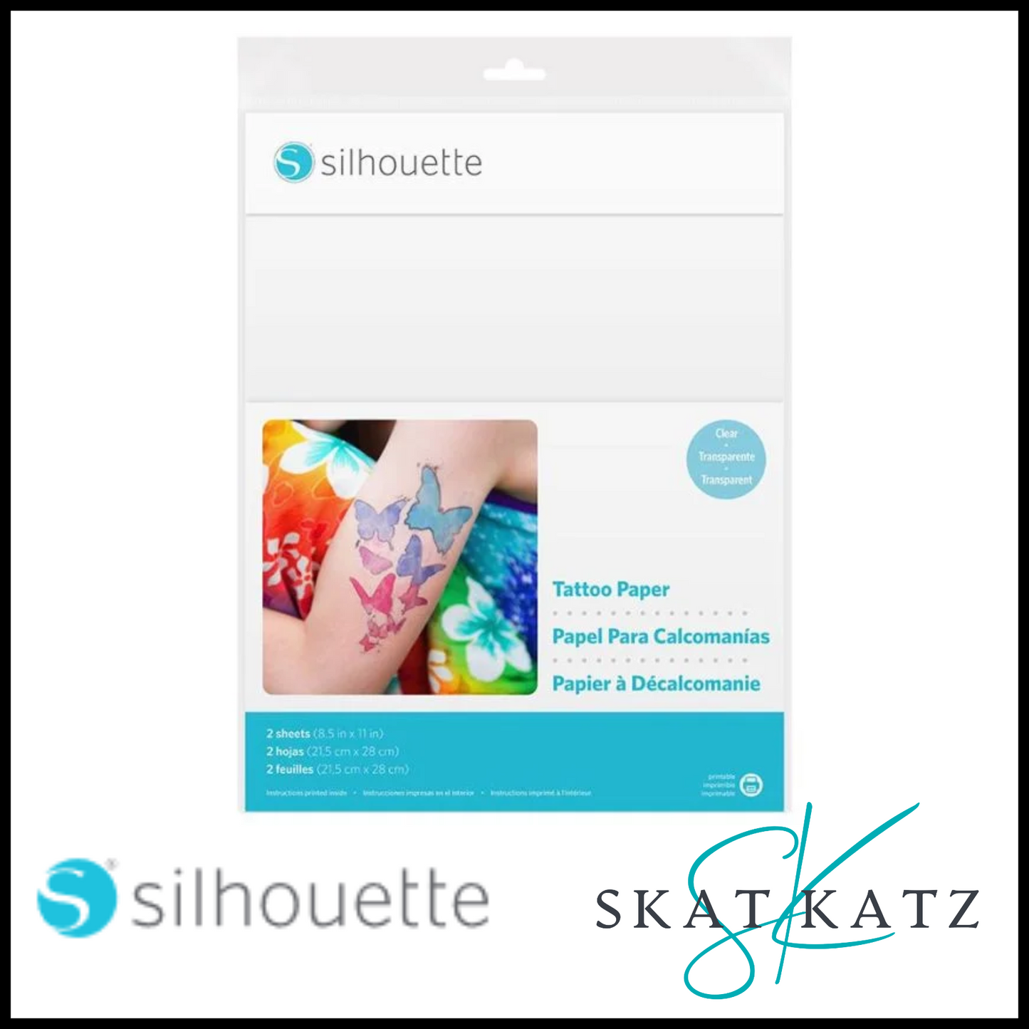 Silhouette - Printable Tattoo Sheets - CLEAR