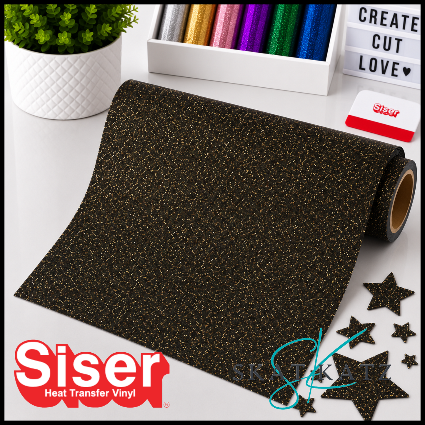SISER® GLITTER Heat Transfer Vinyl - BLACK GOLD