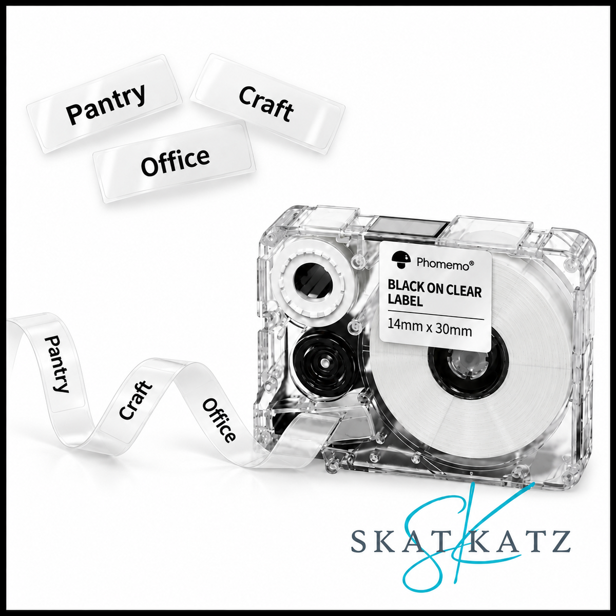 Phomemo Black on Clear Label Cartridge 14mm x 30mm – 200 Labels