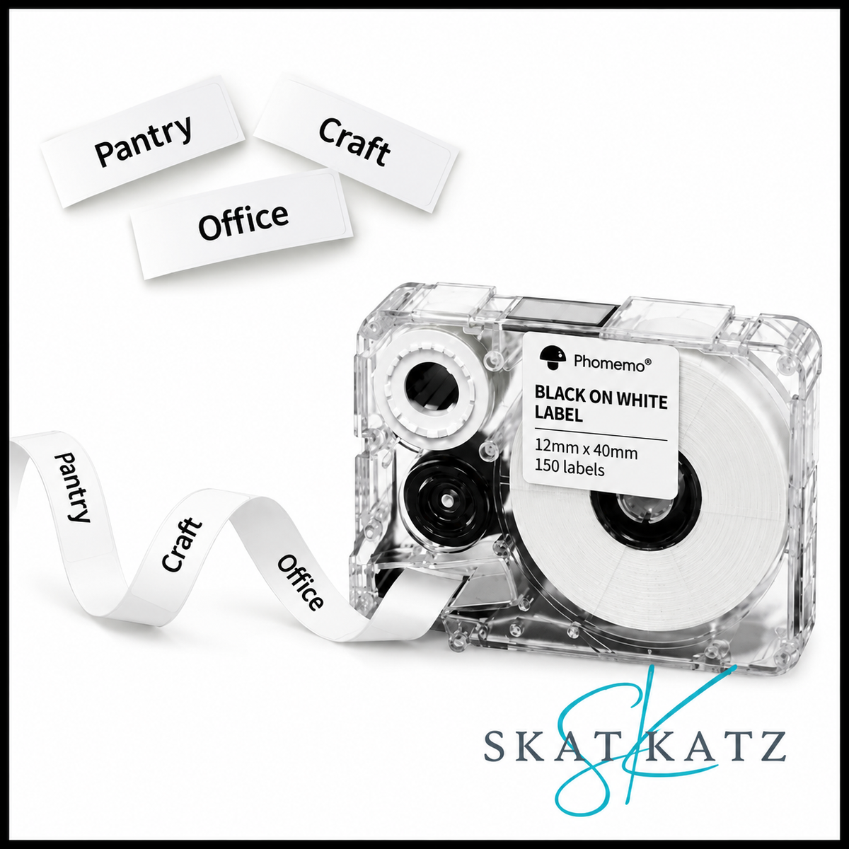 Phomemo Black on White Label Cartridge 12mm x 40mm – 150 Labels