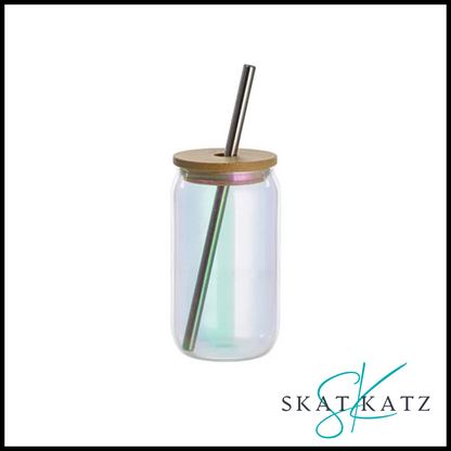 Sublimation Libbey Glass Tumbler - Clear Iridescent Light Blue