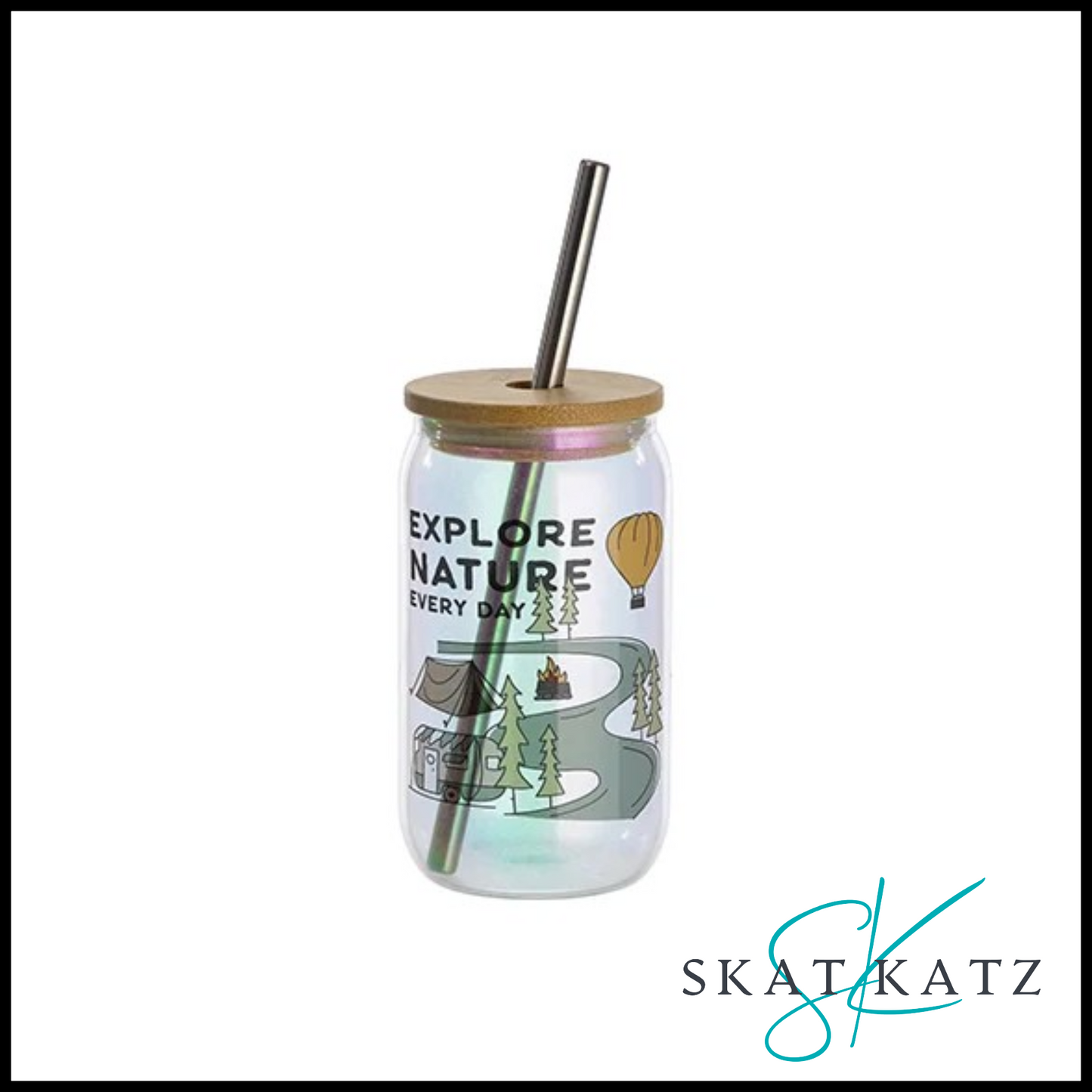 Sublimation Libbey Glass Tumbler - Clear Iridescent Light Blue