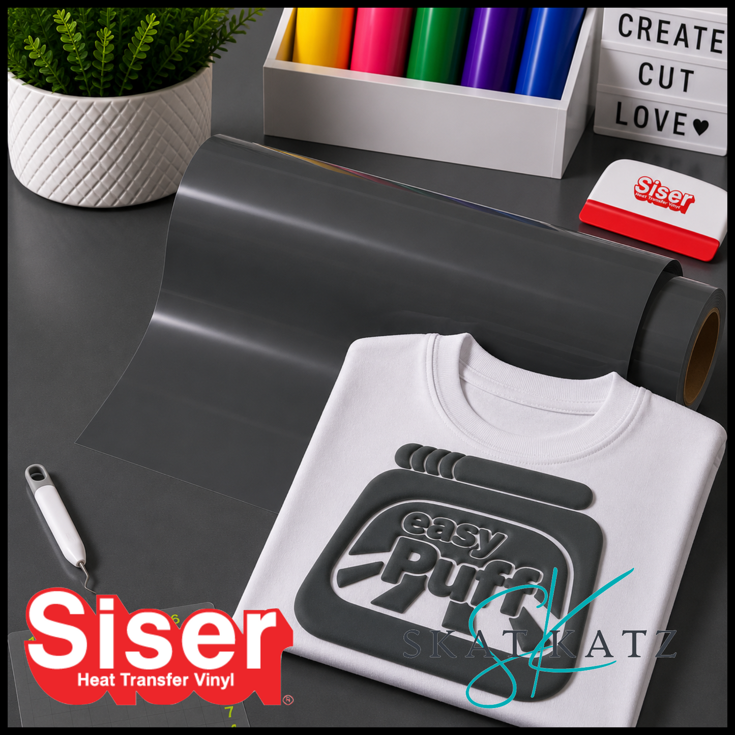 Siser EASY PUFF Heat Transfer Vinyl - Dark Grey