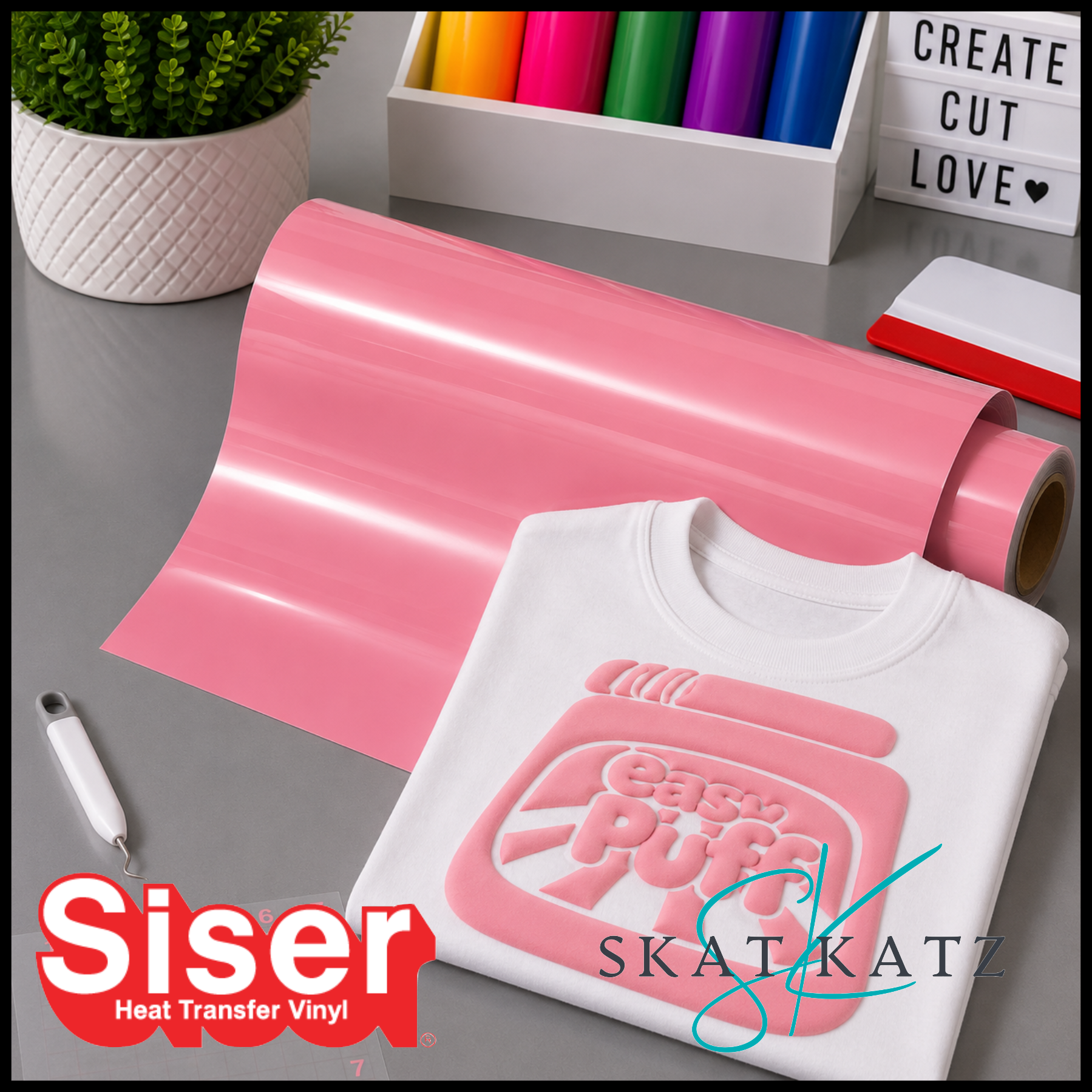 Siser EASY PUFF Heat Transfer Vinyl - Deep Pink – Skat Katz