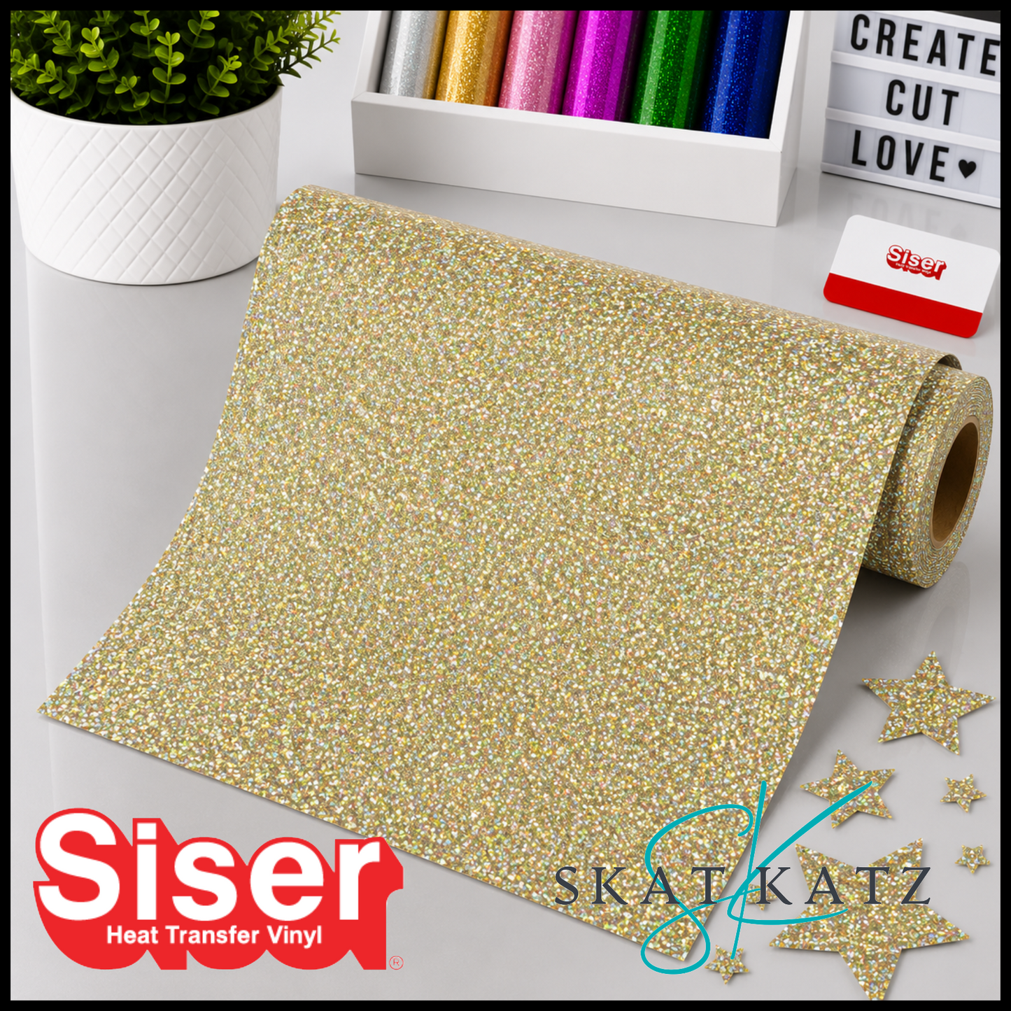 SISER® GLITTER Heat Transfer Vinyl - GOLD CONFETTI