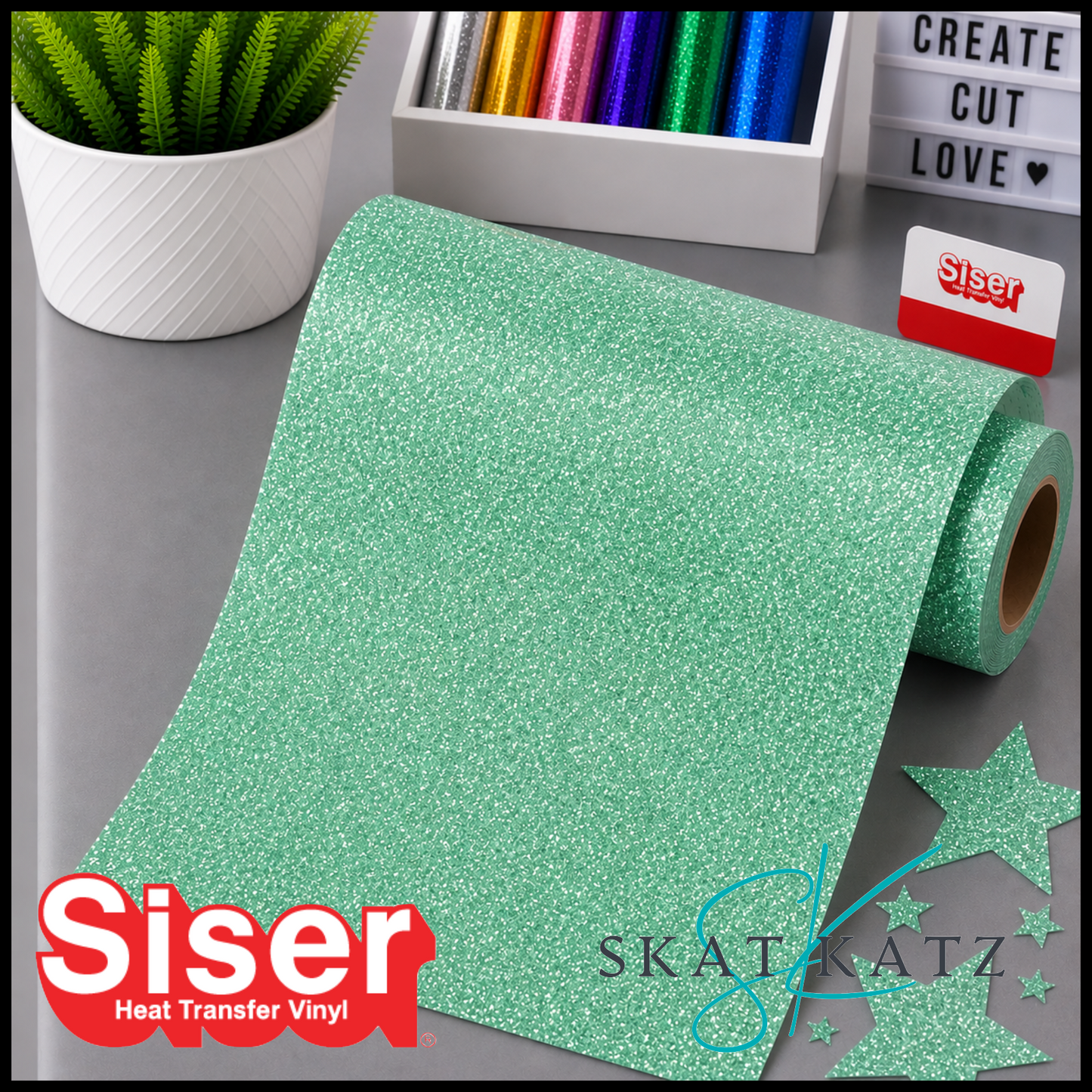 Siser® Heat Transfer Vinyl - Sparkle™ Green Leaf
