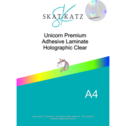 Unicorn Adhesive Laminate A4 10 pack - Holographic Clear