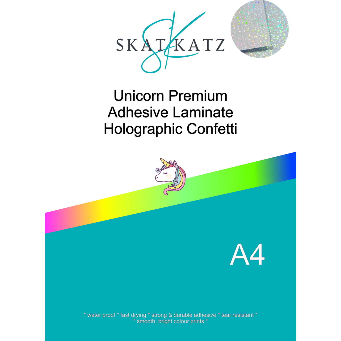 UltraKraft Adhesive Laminate A4 10 pack - Holographic Confetti