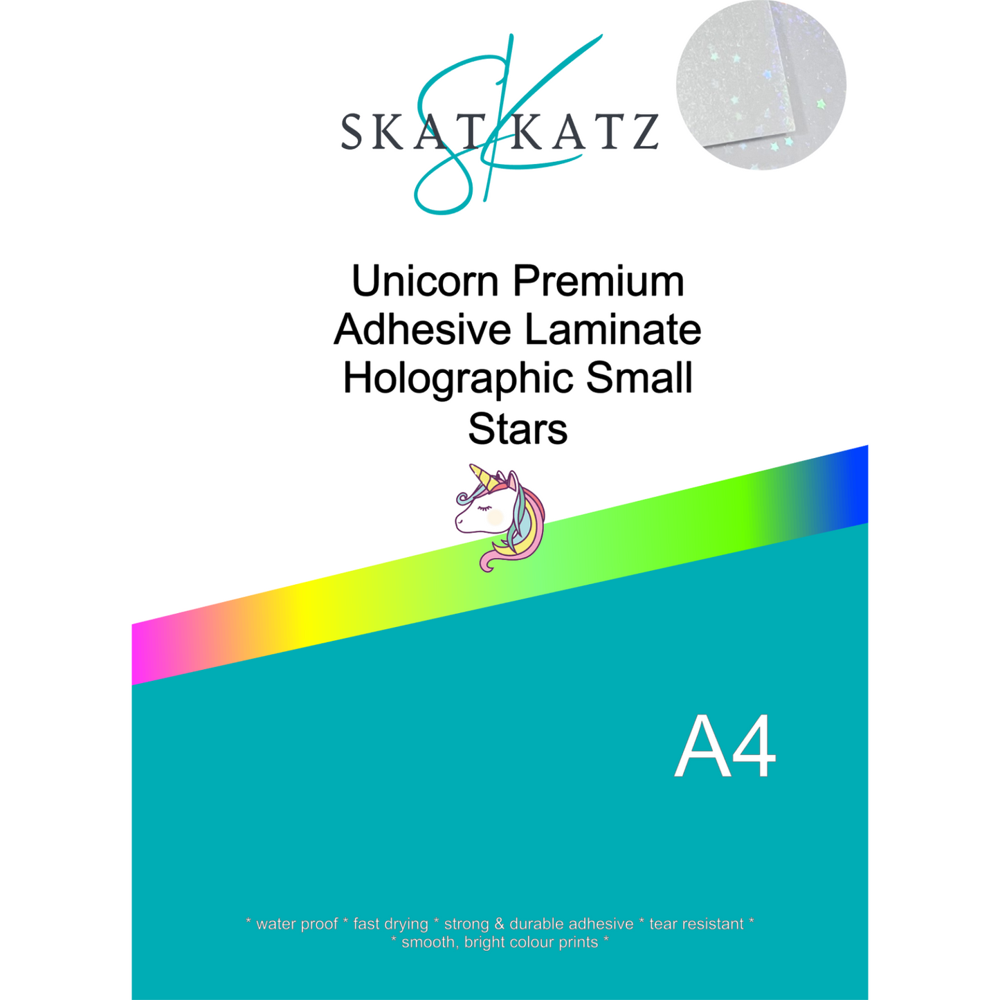 UltraKraft Adhesive Laminate A4 10 pack - Holographic Small Stars