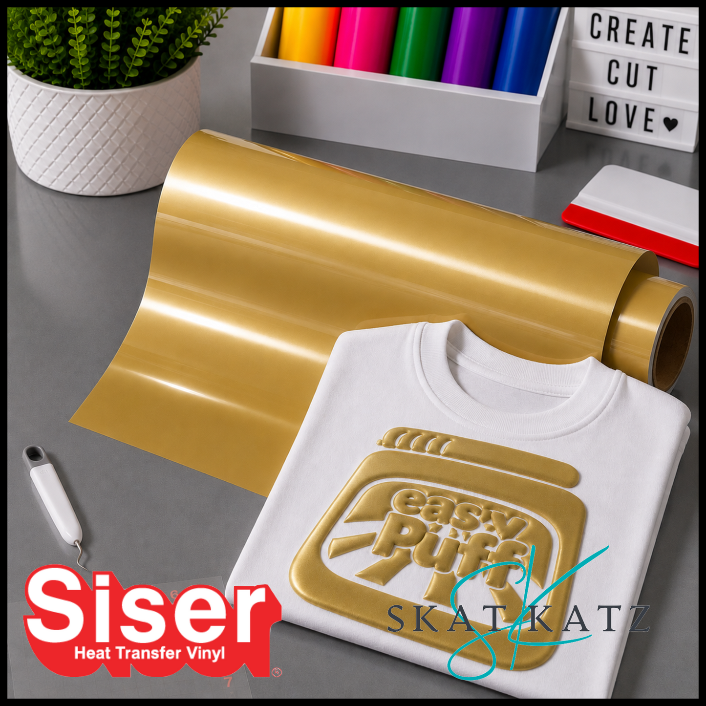 Siser EASY PUFF Heat Transfer Vinyl - Metallic Gold