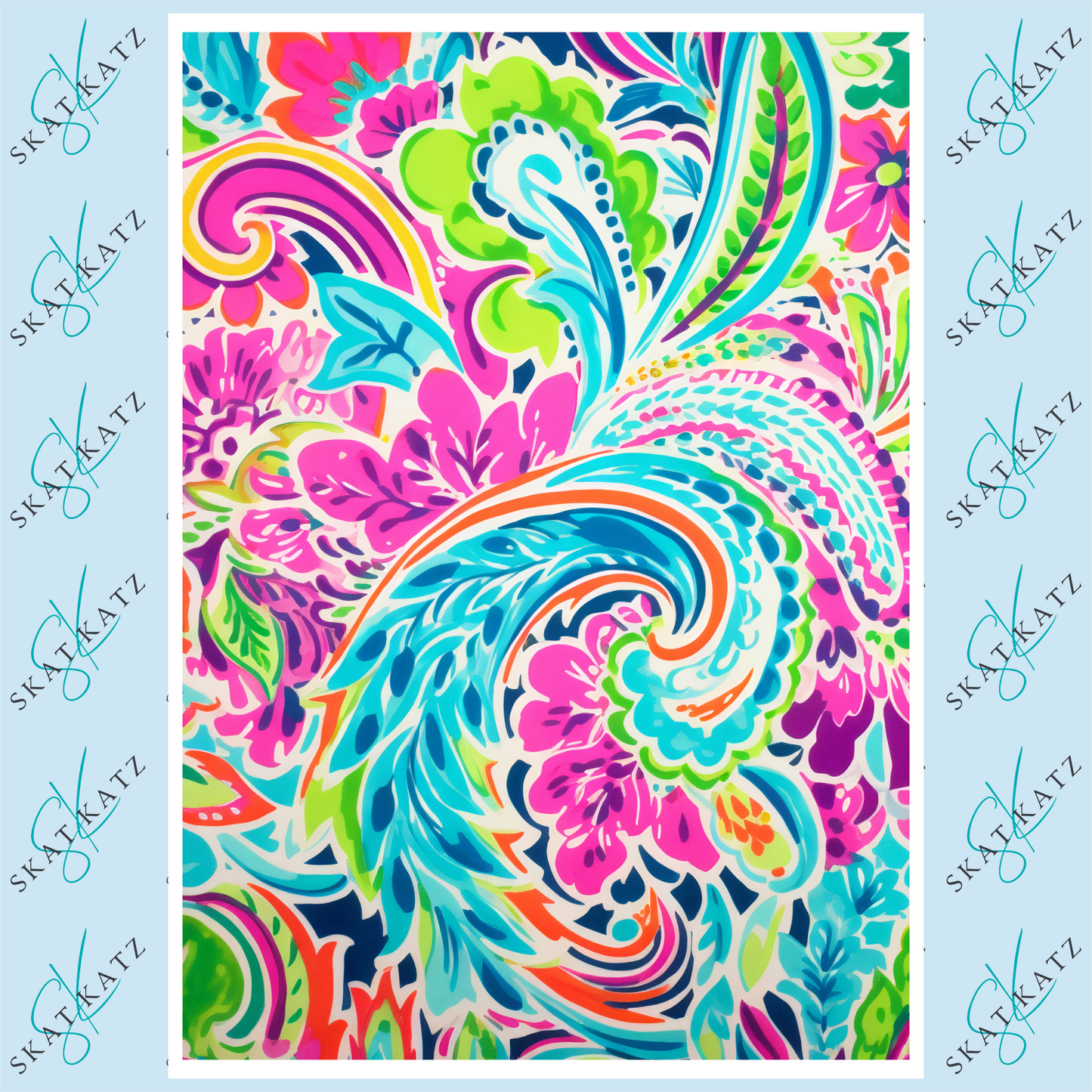 Inkfusible A4 Sheet - Neon Paisley