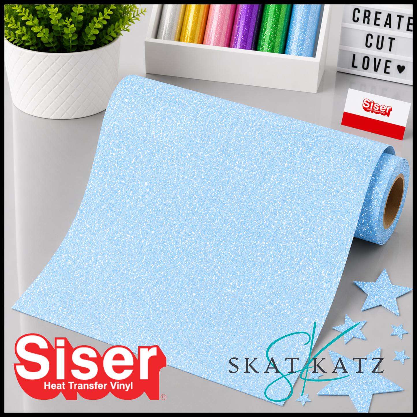 SISER® GLITTER Heat Transfer Vinyl - NEON BLUE