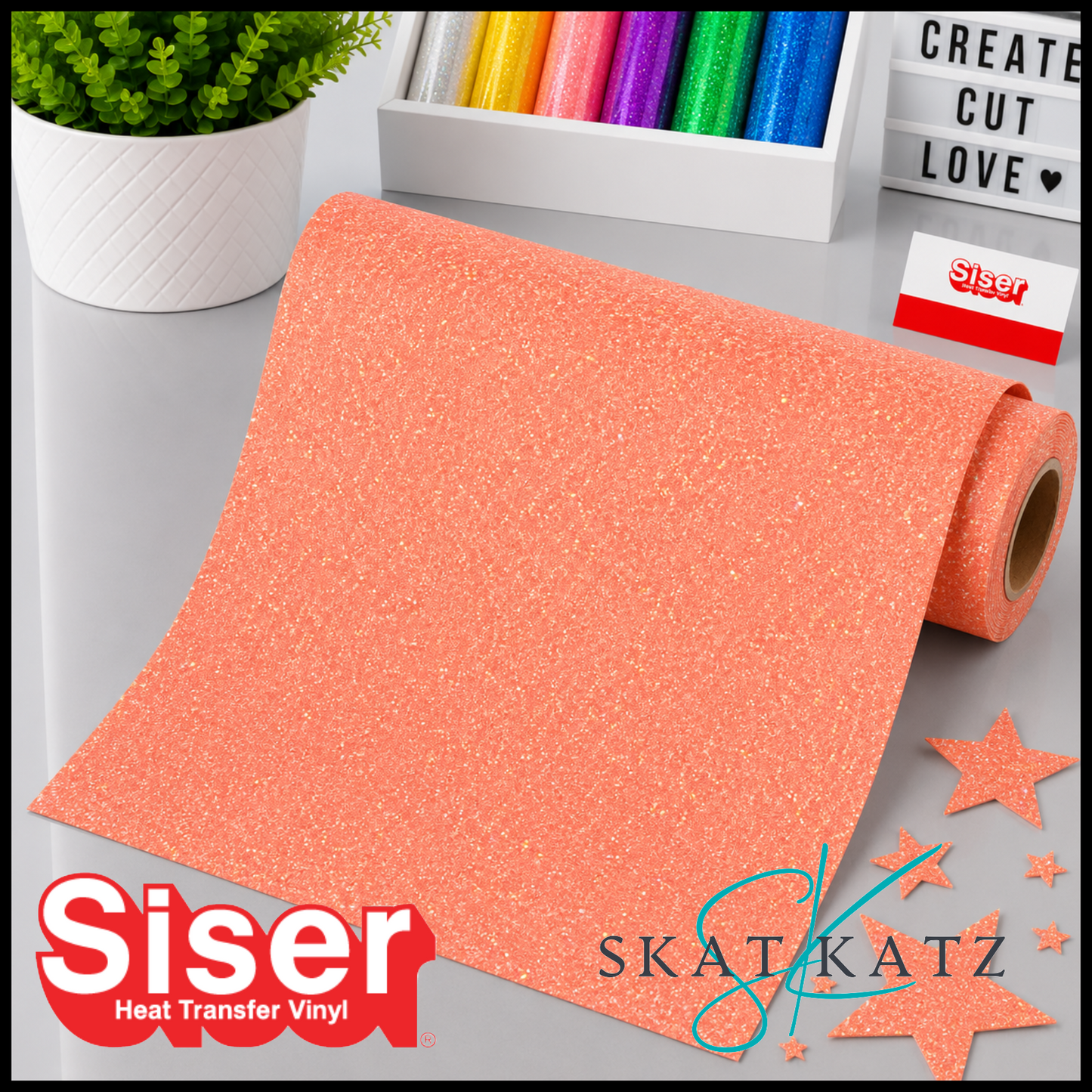 SISER® GLITTER Heat Transfer Vinyl - NEON GRAPEFRUIT