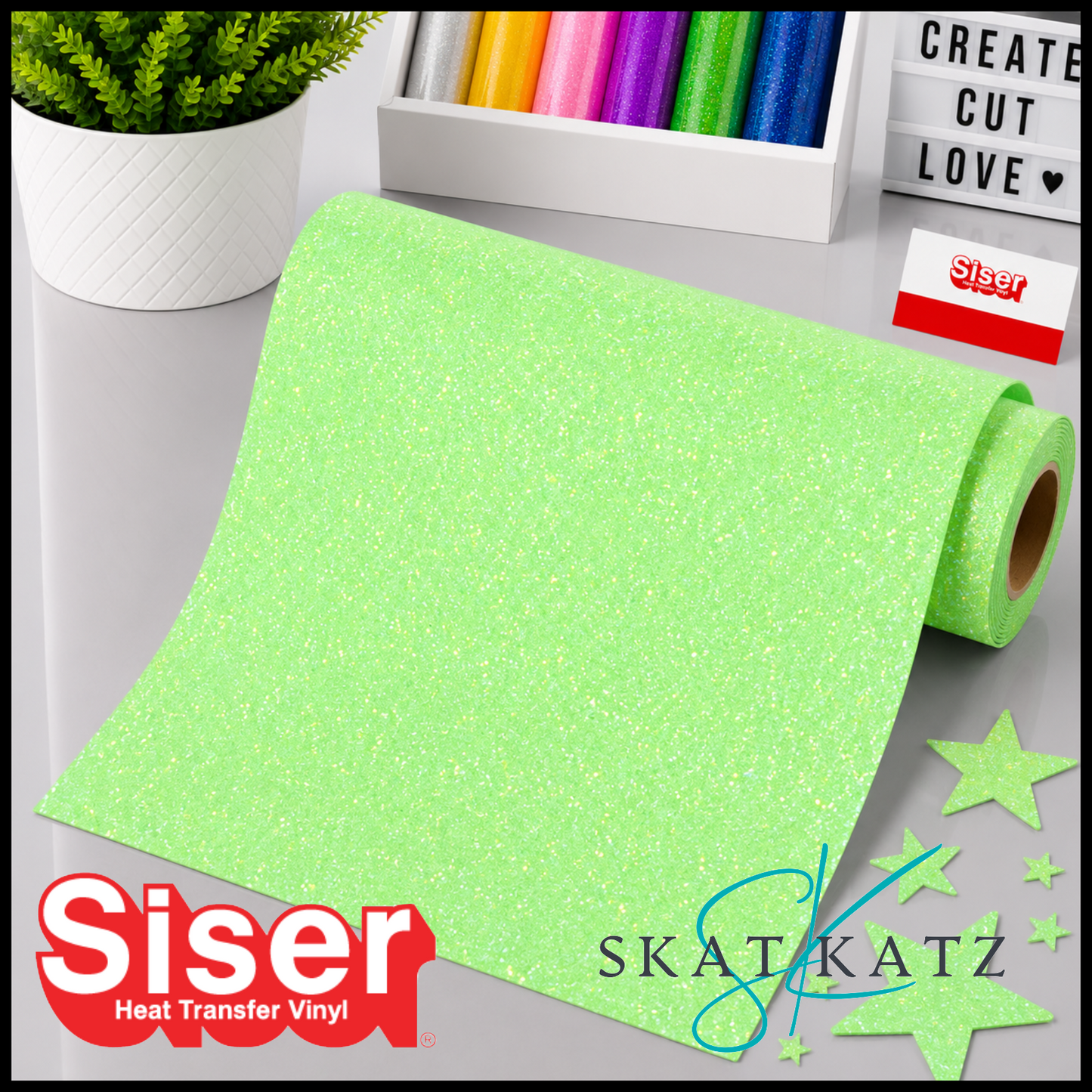 SISER® GLITTER Heat Transfer Vinyl - NEON GREEN