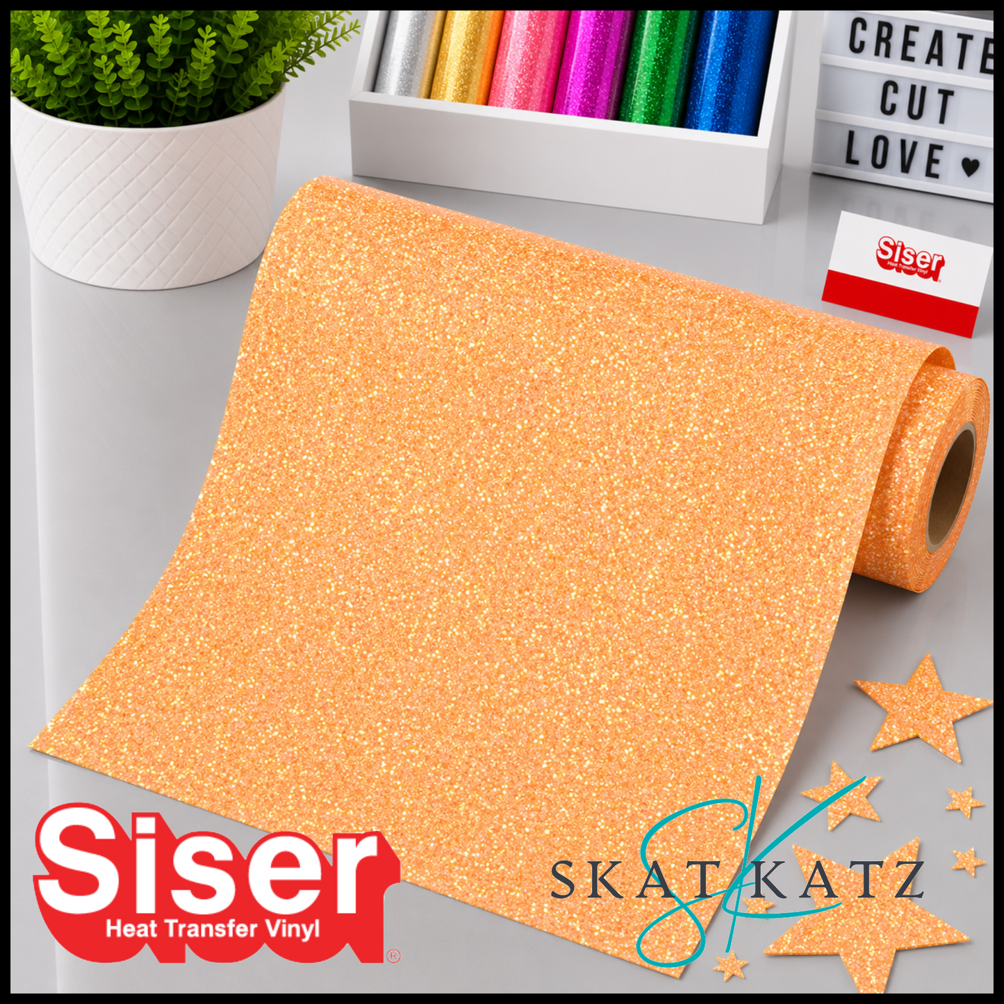 SISER® GLITTER Heat Transfer Vinyl - NEON ORANGE