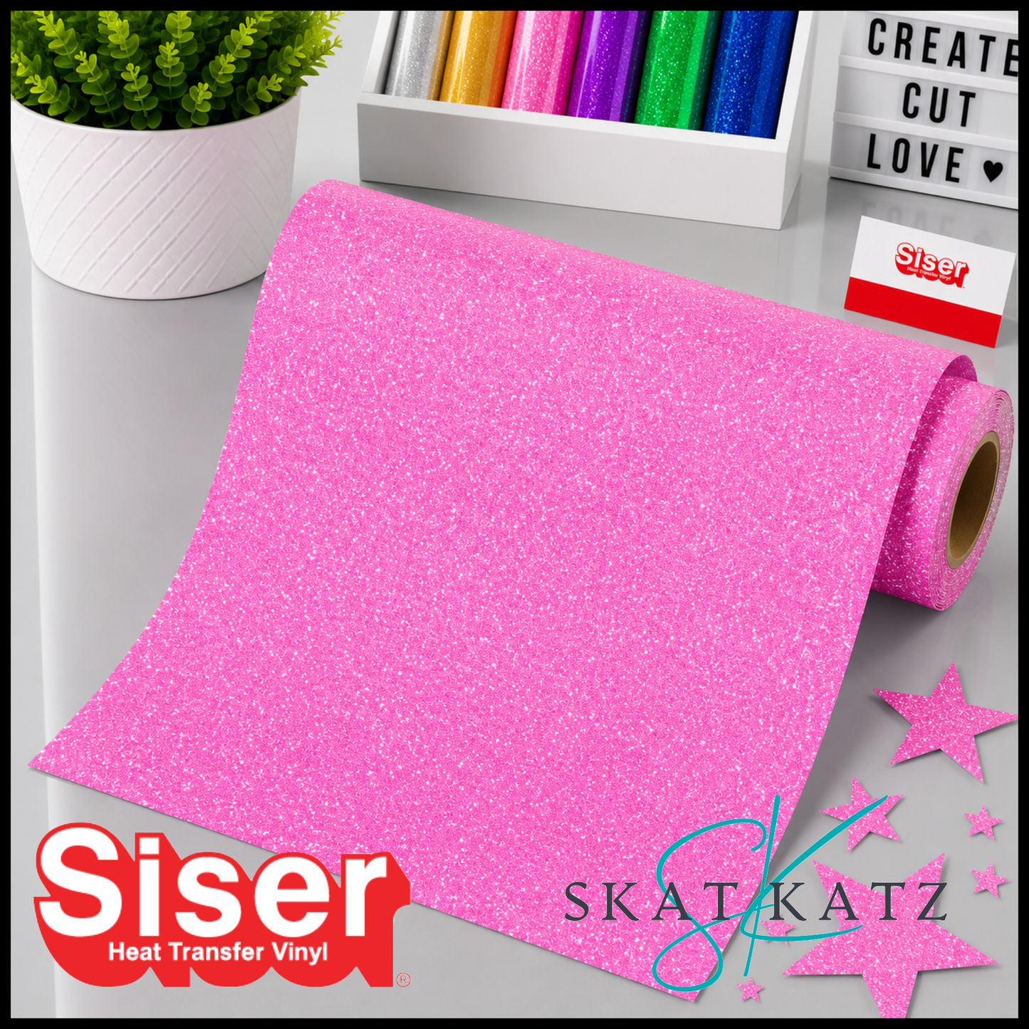 SISER® GLITTER Heat Transfer Vinyl - NEON PINK