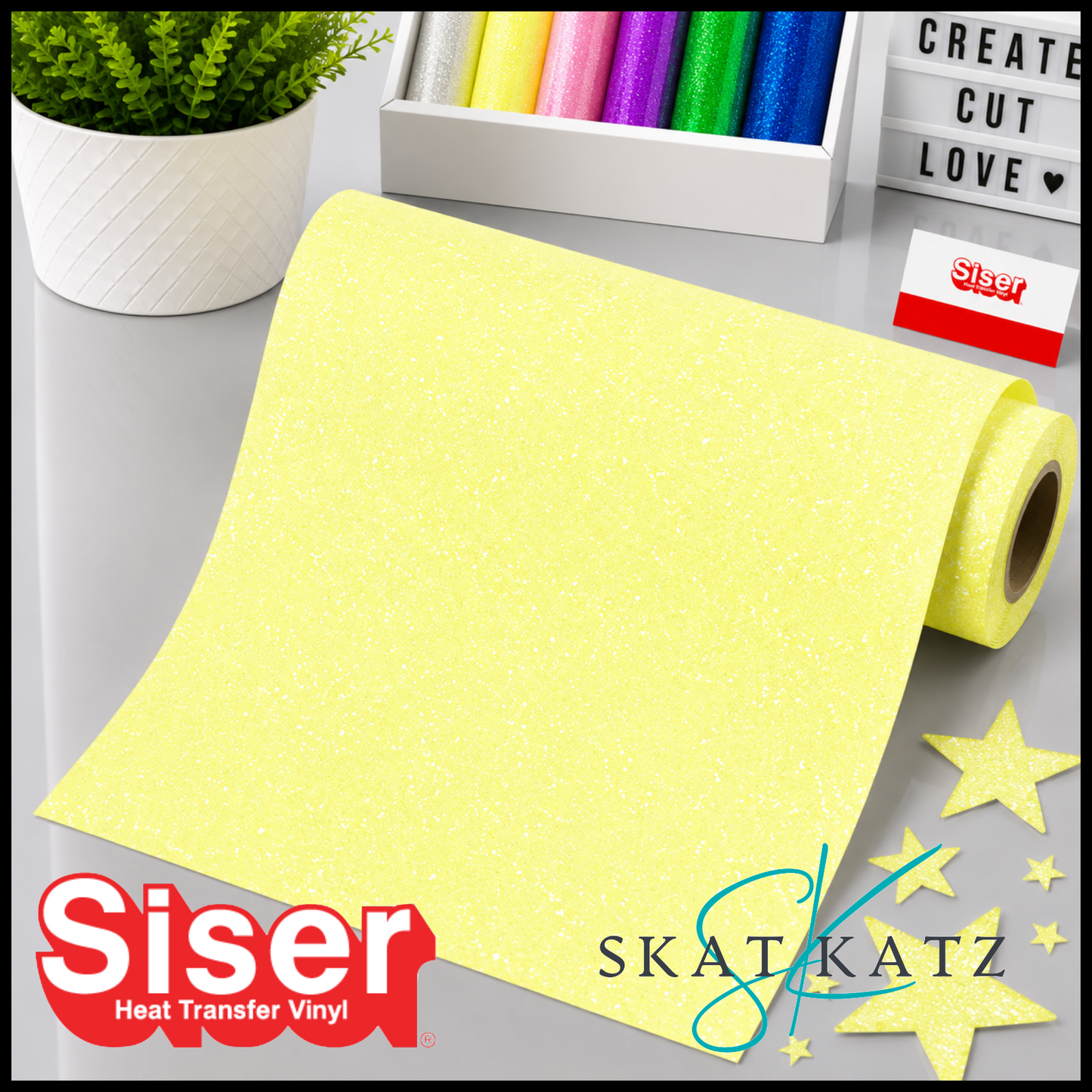 SISER® GLITTER Heat Transfer Vinyl - NEON YELLOW