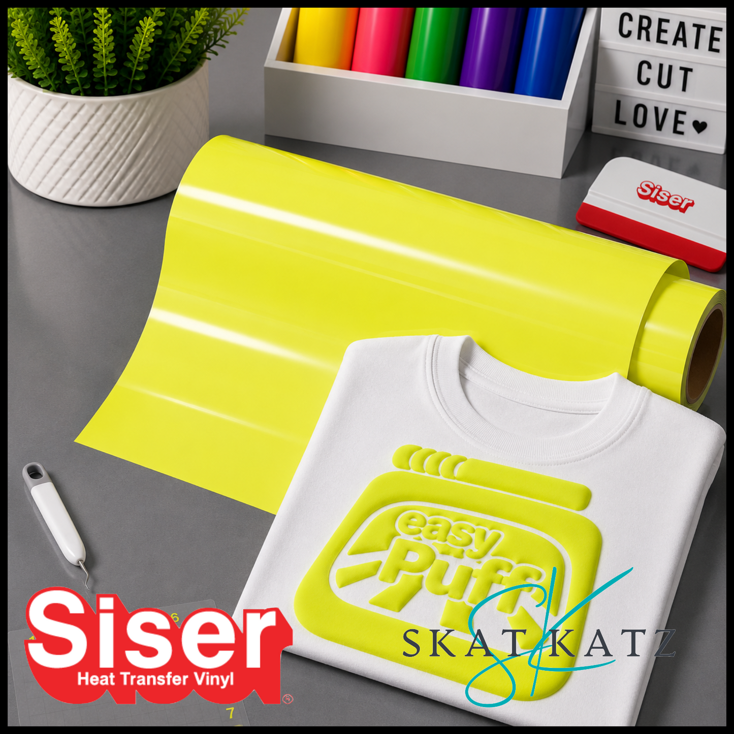 Siser EASY PUFF Heat Transfer Vinyl - Neon Yellow