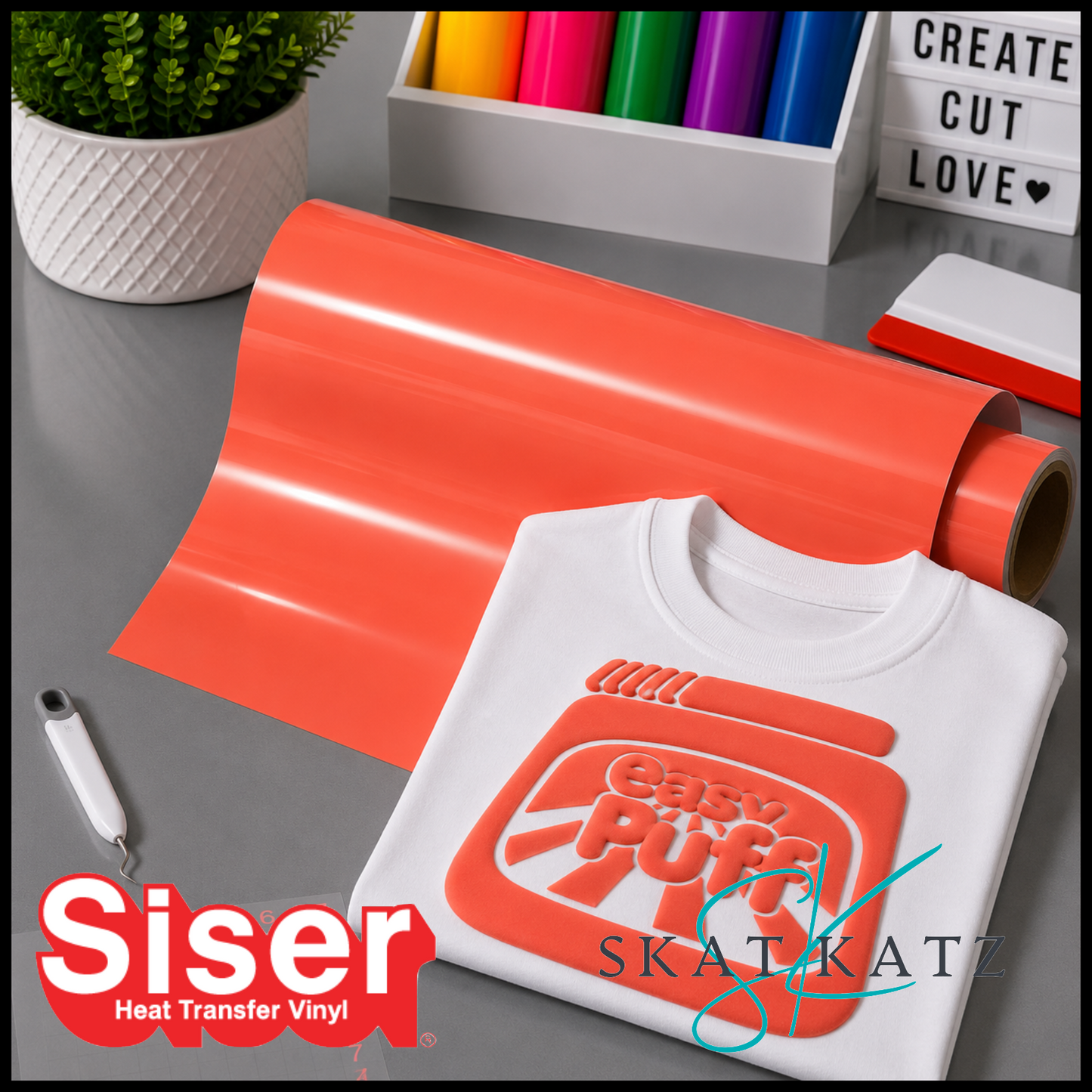 Siser EASY PUFF Heat Transfer Vinyl - Neon Orange