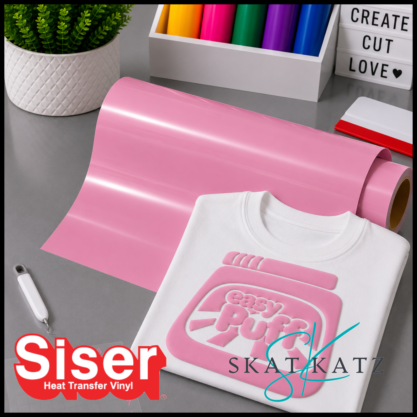 Siser EASY PUFF Heat Transfer Vinyl - Pink