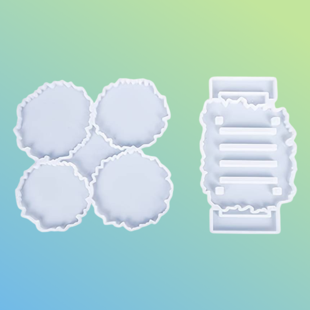 UltraKraft - Silicone Mold - Geode Coaster Set with Stand