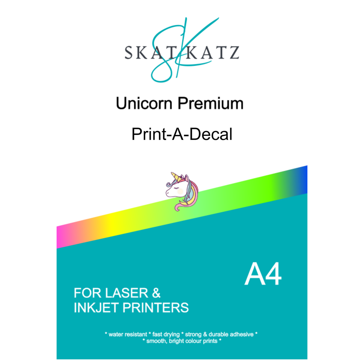 Unicorn Print-A-Decal - A4 10pk