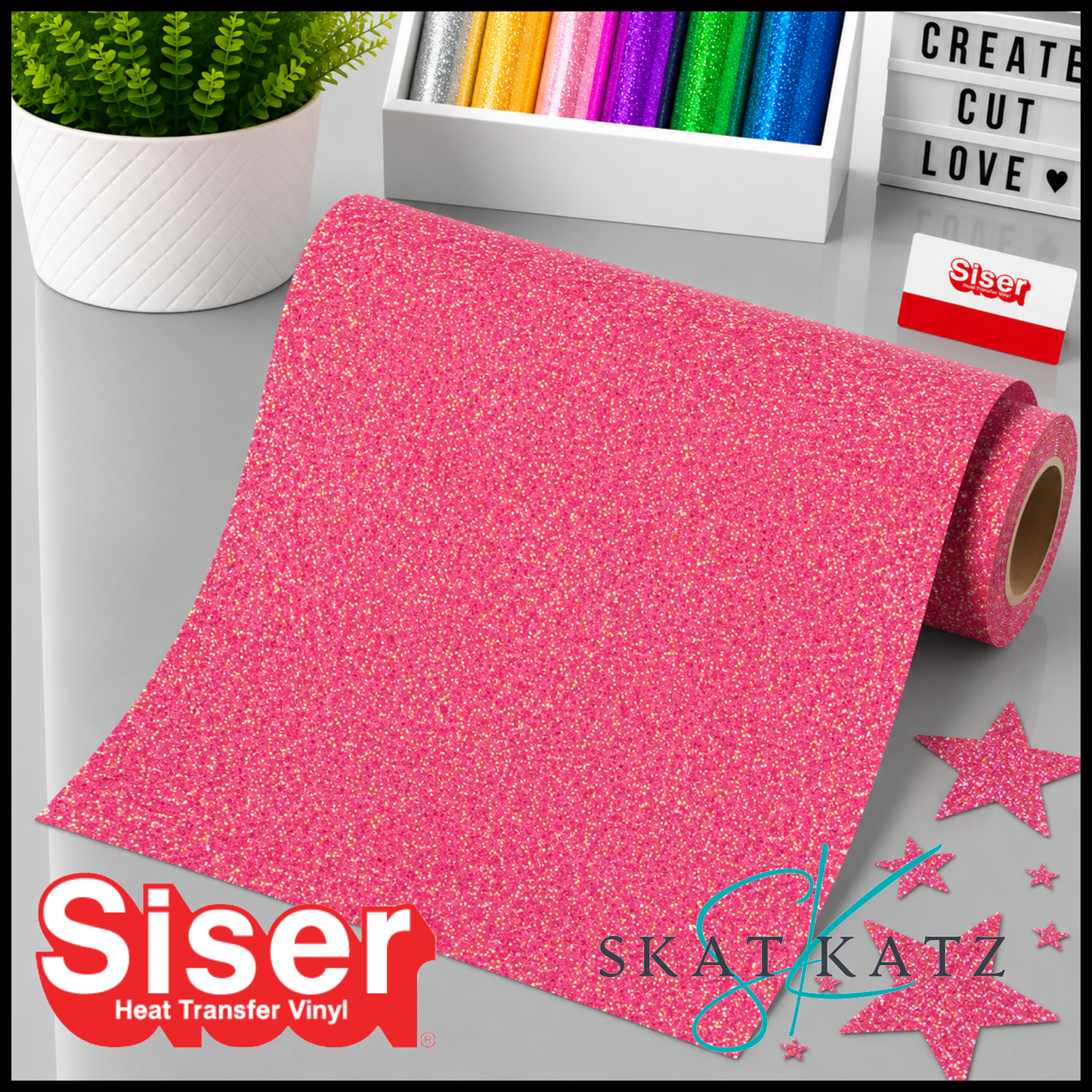 SISER® GLITTER Heat Transfer Vinyl - RAINBOW CORAL