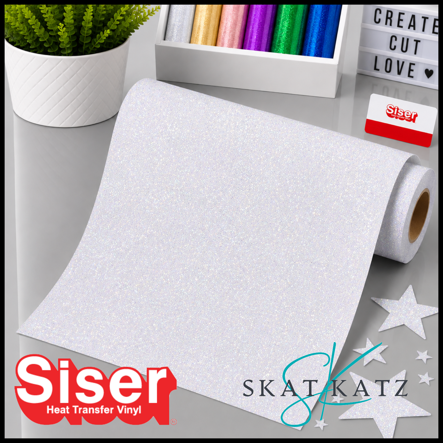 SISER® GLITTER Heat Transfer Vinyl - RAINBOW WHITE