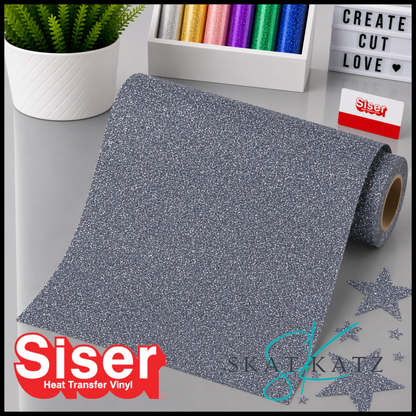 SISER® GLITTER Heat Transfer Vinyl - SILVER BLACK