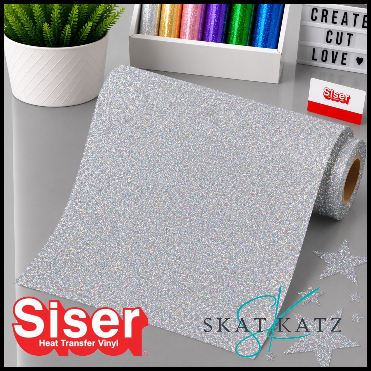 SISER® GLITTER Heat Transfer Vinyl - SILVER CONFETTI