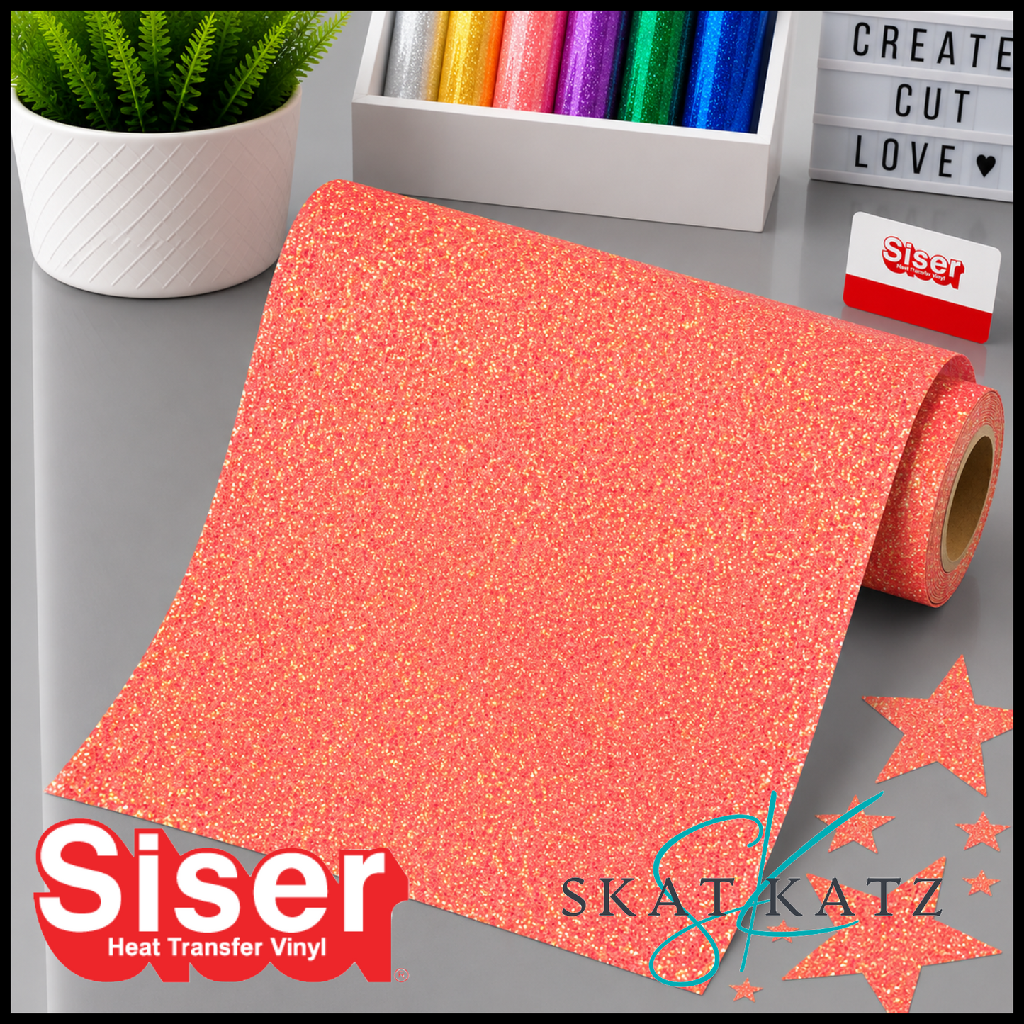 SISER® GLITTER Heat Transfer Vinyl - TRANSLUCENT ORANGE