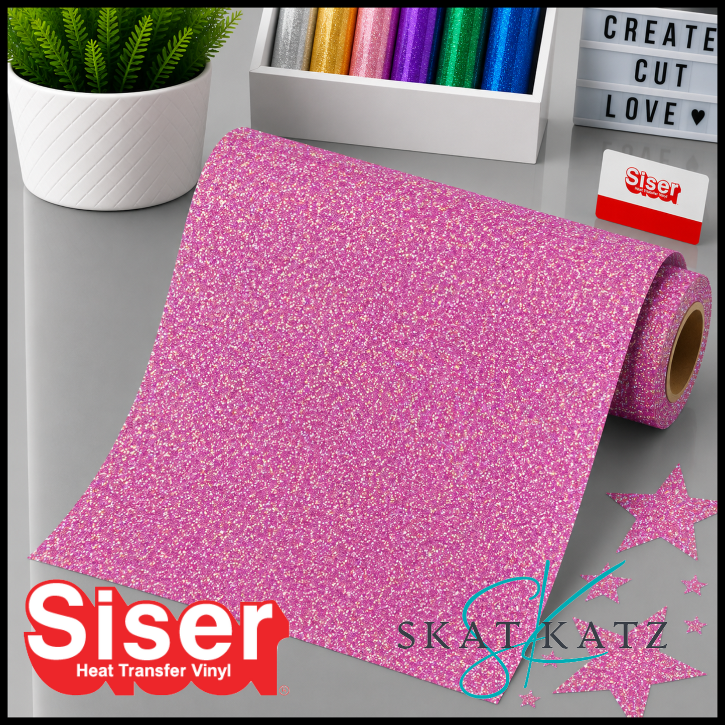 SISER® GLITTER Heat Transfer Vinyl - TRANSLUCENT LIGHT PINK