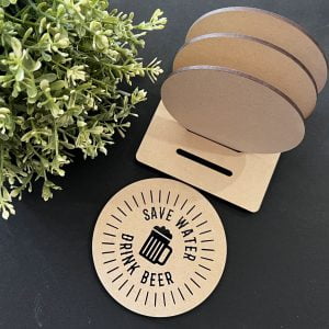 Coasters - MDF Blank - Set of 4 with Stand