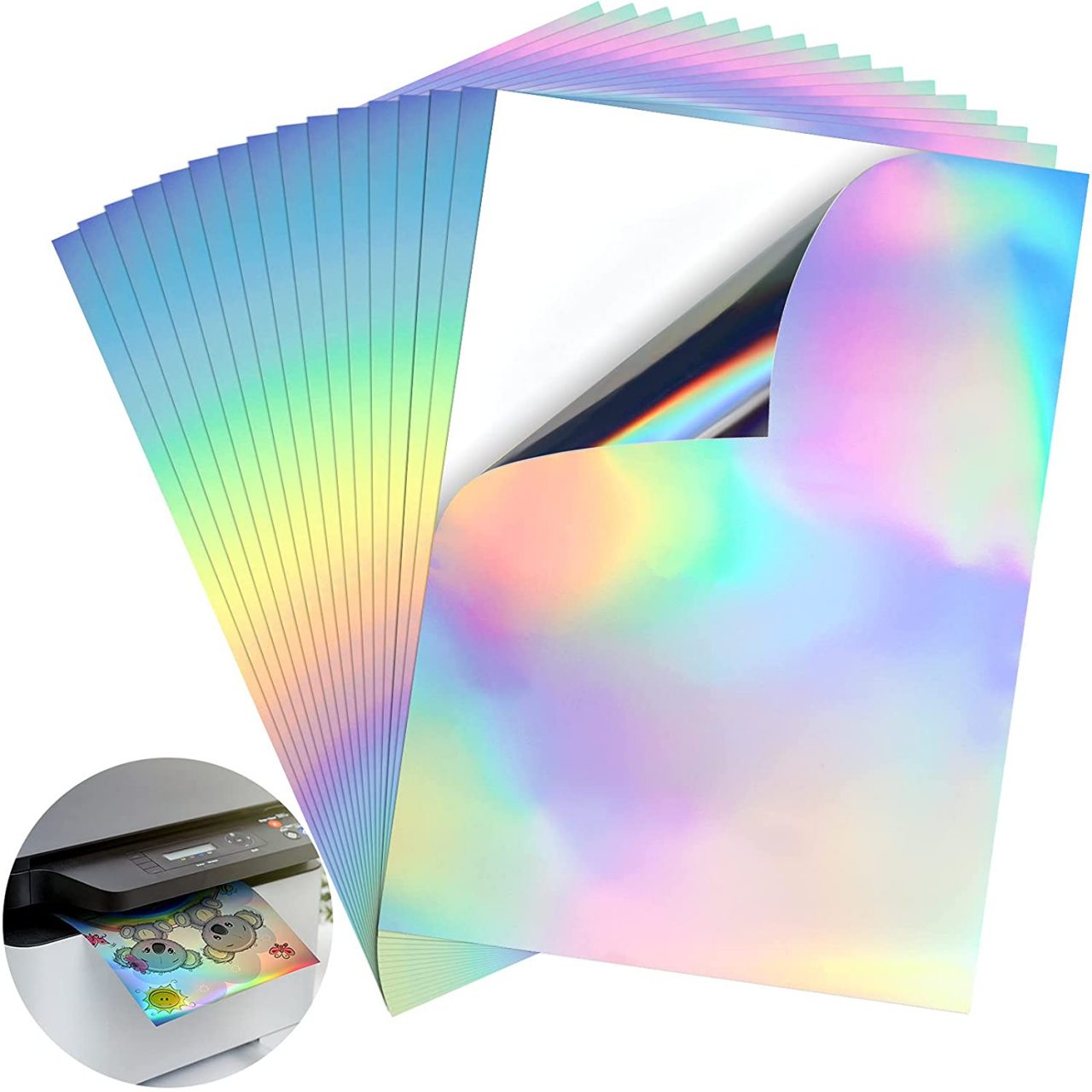 Printable Vinyl for INKJET Printers Holographic Silver 10 pack