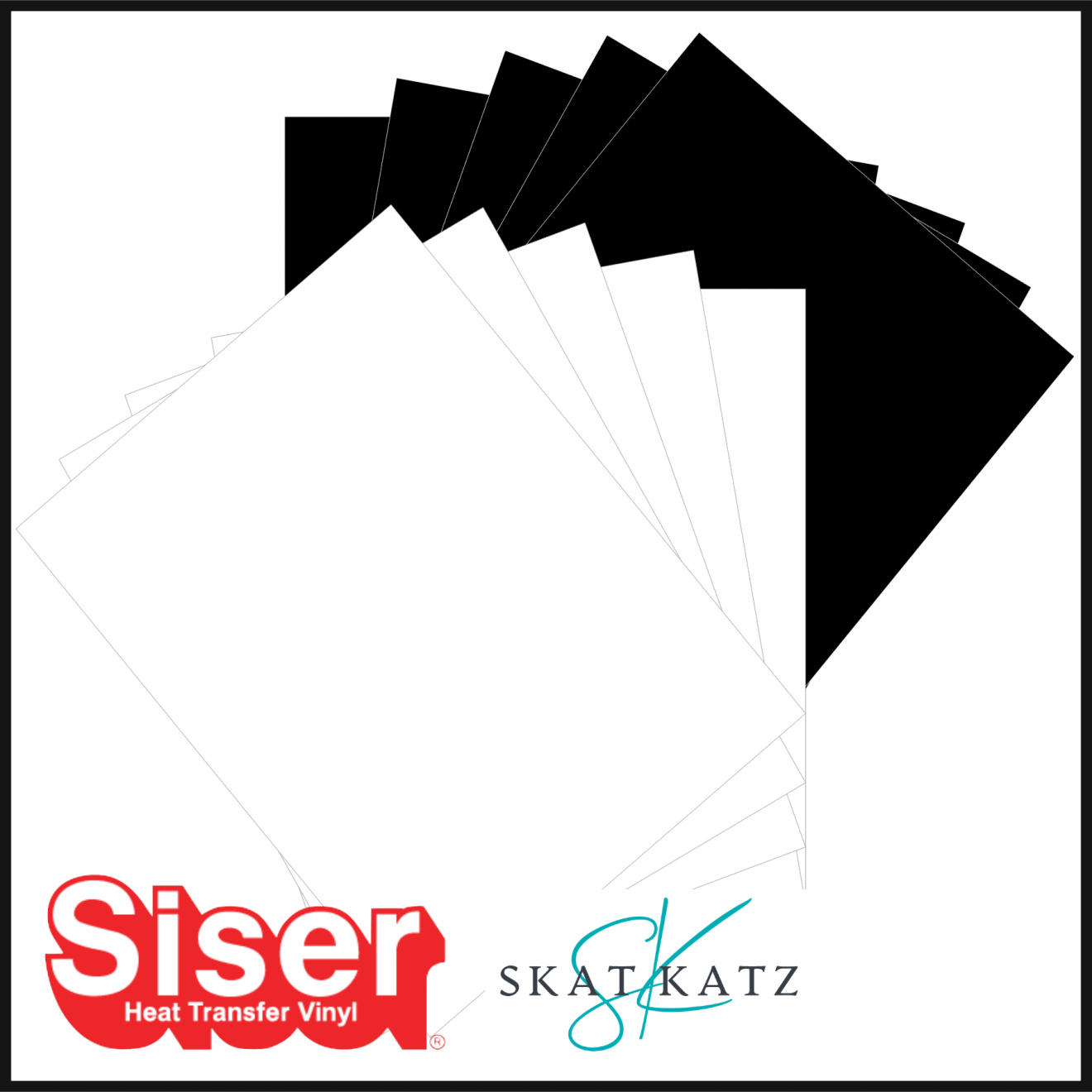 SISER EasyWeed® Heat Transfer Vinyl Black & White 10 sheet Value Pack